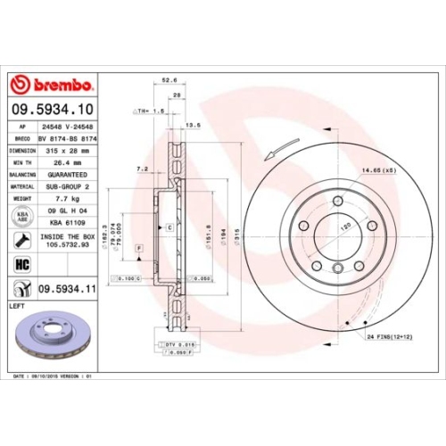 BREMBO Bremsscheibe PRIME LINE - UV Coated