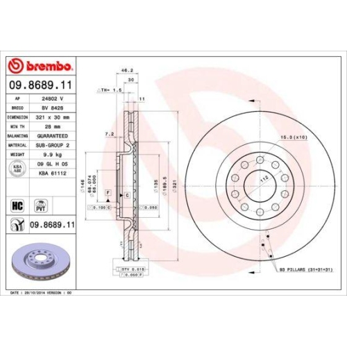 BREMBO Bremsscheibe PRIME LINE - UV Coated