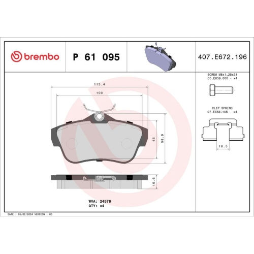 BREMBO Bremsbelagsatz, Scheibenbremse PRIME LINE