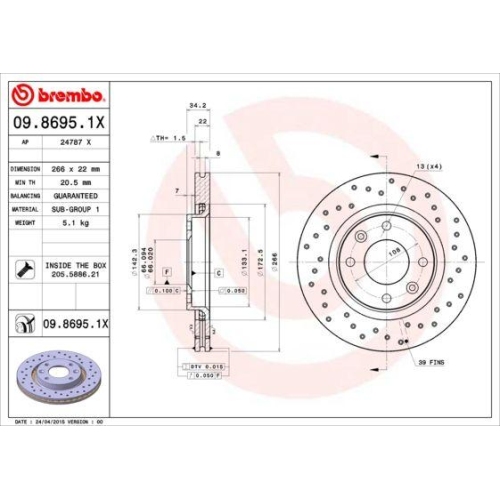 BREMBO Bremsscheibe XTRA LINE - Xtra