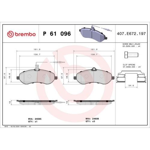 BREMBO Bremsbelagsatz, Scheibenbremse PRIME LINE