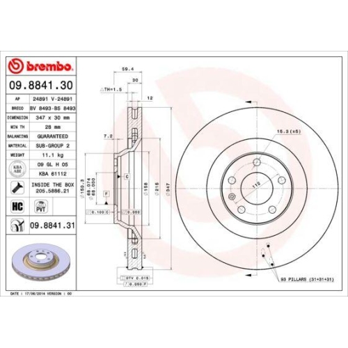 BREMBO Bremsscheibe PRIME LINE - UV Coated