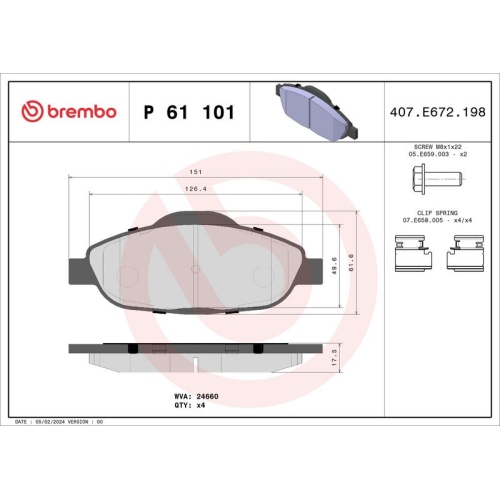 BREMBO Bremsbelagsatz, Scheibenbremse PRIME LINE