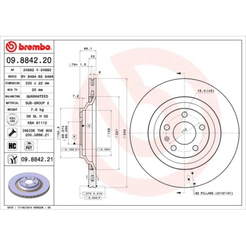 BREMBO Bremsscheibe PRIME LINE - UV Coated