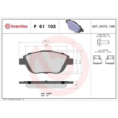 BREMBO Bremsbelagsatz, Scheibenbremse XTRA LINE