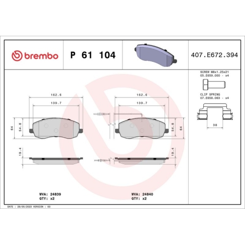 BREMBO Bremsbelagsatz, Scheibenbremse PRIME LINE