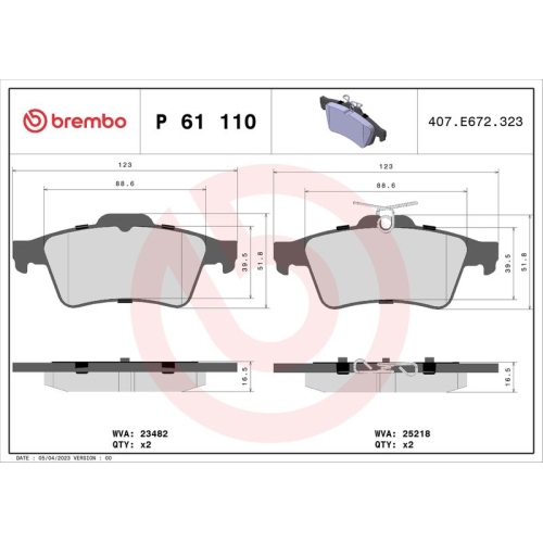 BREMBO Bremsbelagsatz, Scheibenbremse PRIME LINE