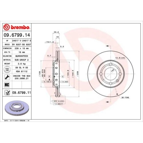 BREMBO Bremsscheibe PRIME LINE - UV Coated