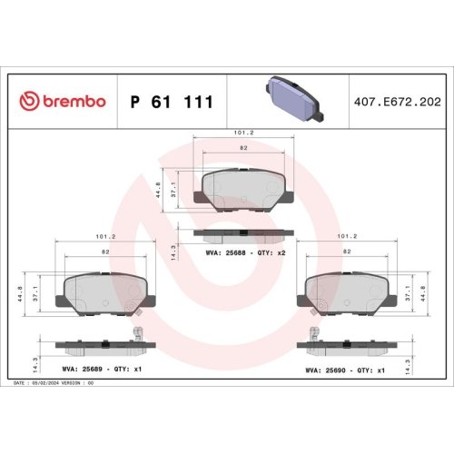 BREMBO Bremsbelagsatz, Scheibenbremse PRIME LINE