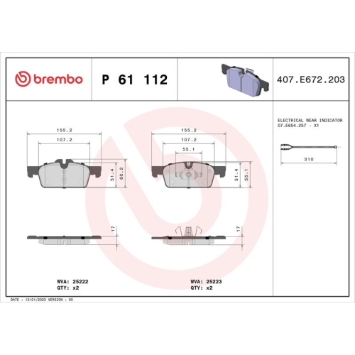 BREMBO Bremsbelagsatz, Scheibenbremse PRIME LINE