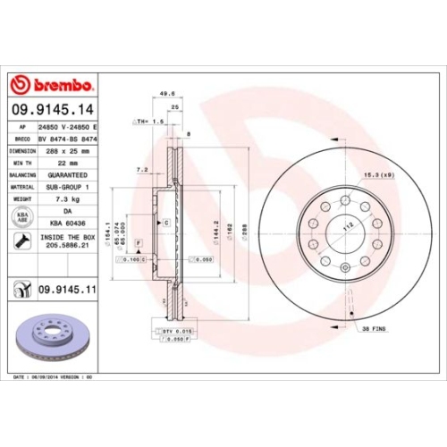 BREMBO Bremsscheibe PRIME LINE - UV Coated