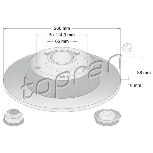 TOPRAN Bremsscheibe COATED