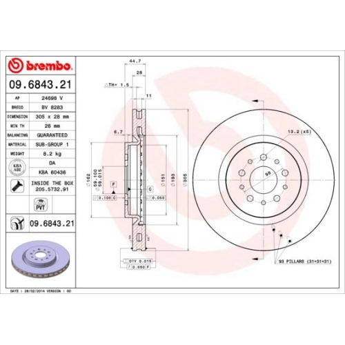 BREMBO Bremsscheibe PRIME LINE - UV Coated