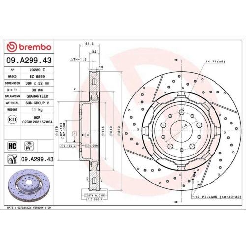 BREMBO Bremsscheibe PRIME LINE - Dual Cast