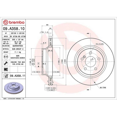 BREMBO Bremsscheibe PRIME LINE - UV Coated