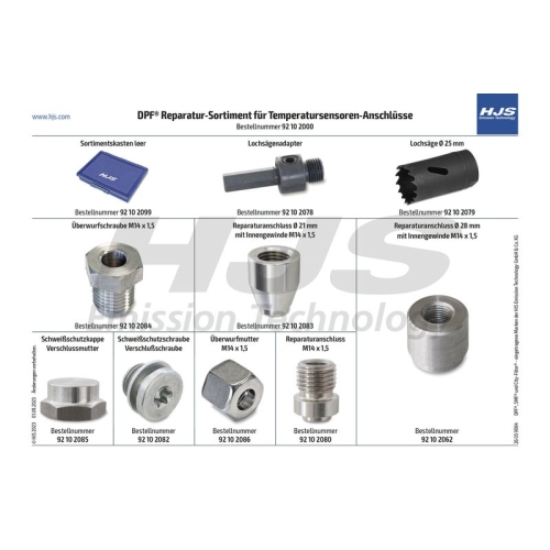 HJS Einschweißgewinde, Abgastemperatursensor Sortiment