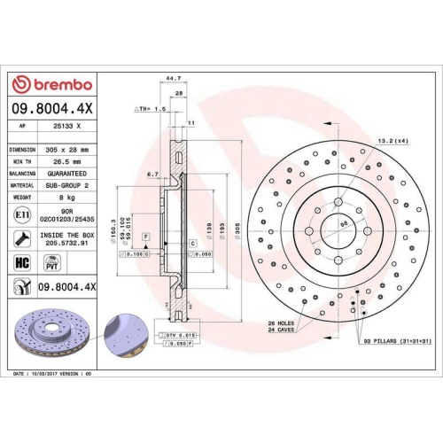BREMBO Bremsscheibe XTRA LINE - Xtra