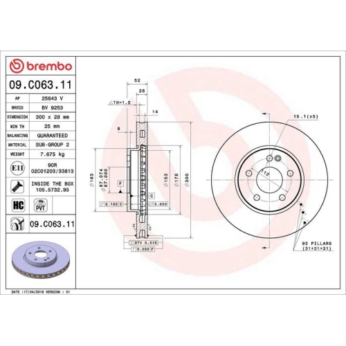 BREMBO Bremsscheibe PRIME LINE - UV Coated