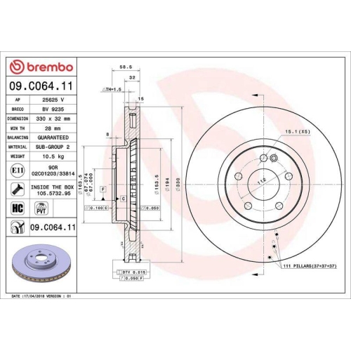 BREMBO Bremsscheibe PRIME LINE - UV Coated