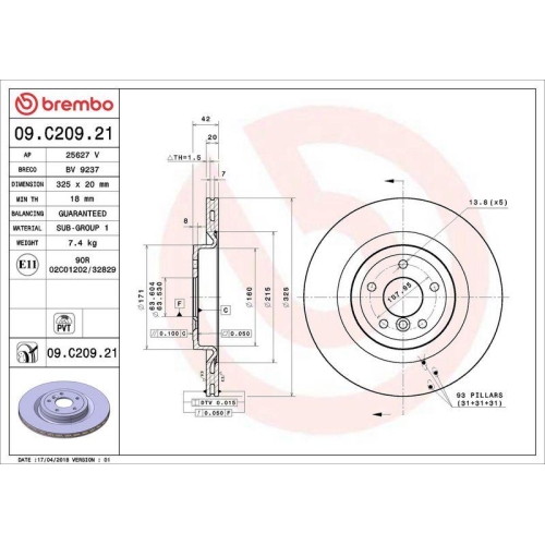 BREMBO Bremsscheibe PRIME LINE - UV Coated