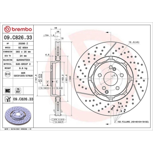 BREMBO Bremsscheibe PRIME LINE - Dual Cast