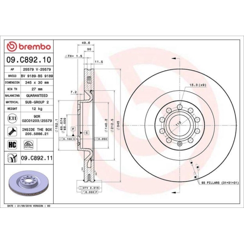 BREMBO Bremsscheibe PRIME LINE - UV Coated