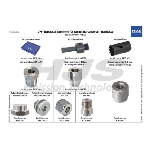 HJS Einschwei&szlig;gewinde, Abgastemperatursensor Sortiment