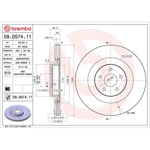 BREMBO Bremsscheibe PRIME LINE - UV Coated