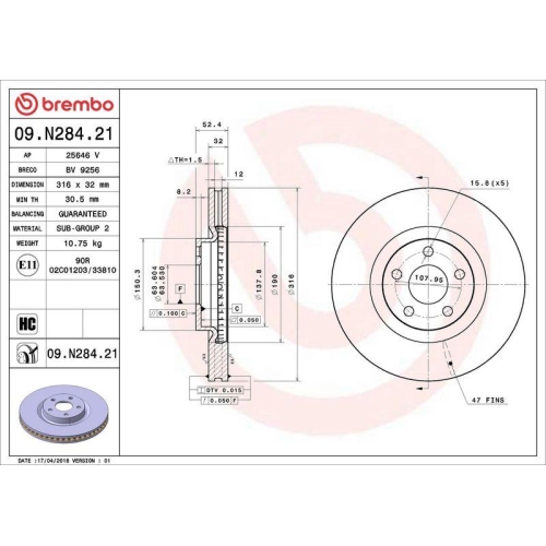 BREMBO Bremsscheibe PRIME LINE - UV Coated