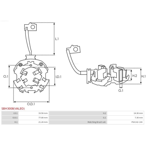 AS-PL Halter, Kohlebürsten Brandneu Valeo