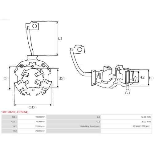 AS-PL Halter, Kohlebürsten Brandneu Letrika