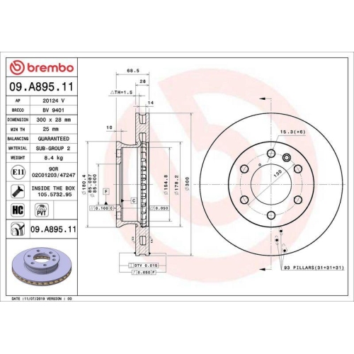 BREMBO Bremsscheibe PRIME LINE - UV Coated