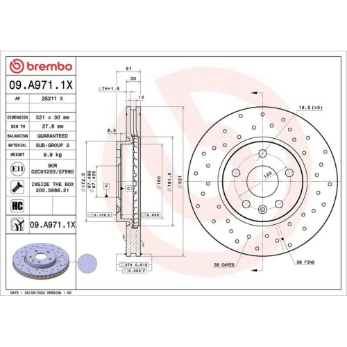 BREMBO Bremsscheibe XTRA LINE - Xtra