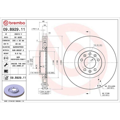 BREMBO Bremsscheibe PRIME LINE - UV Coated