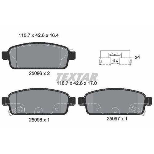 TEXTAR Bremsbelagsatz, Scheibenbremse Q+