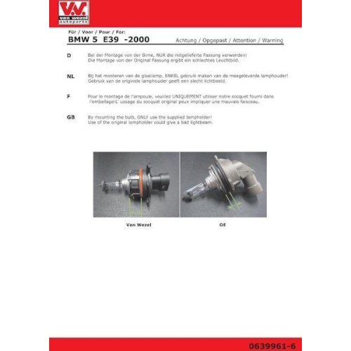 VAN WEZEL Hauptscheinwerfer