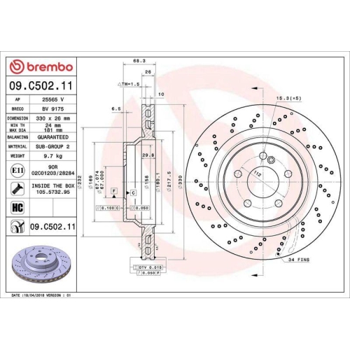 BREMBO Bremsscheibe PRIME LINE - UV Coated