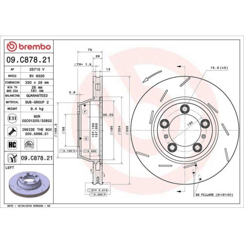 BREMBO Bremsscheibe PRIME LINE - UV Coated