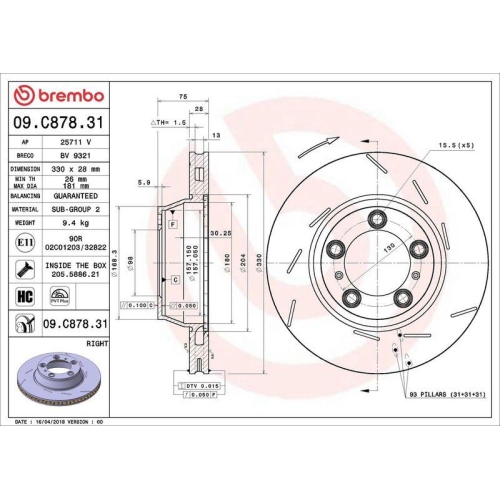 BREMBO Bremsscheibe PRIME LINE - UV Coated