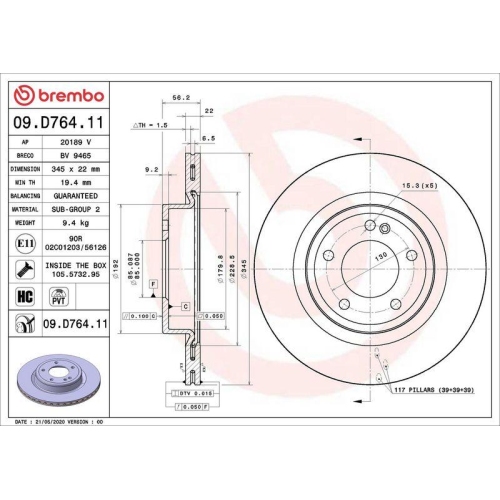 BREMBO Bremsscheibe PRIME LINE - UV Coated