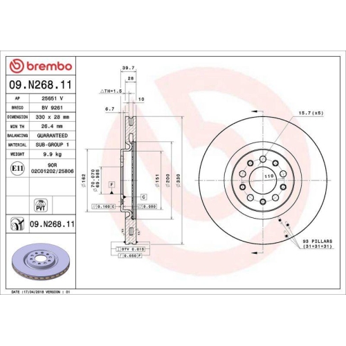 BREMBO Bremsscheibe PRIME LINE - UV Coated