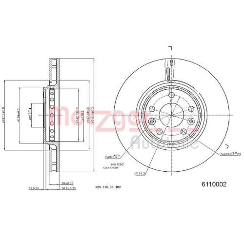 METZGER Bremsscheibe GREENPARTS