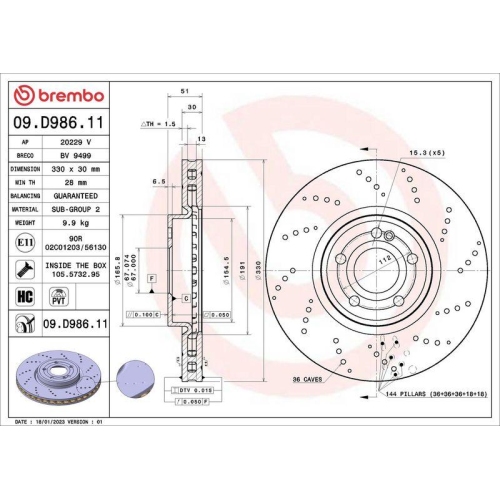 BREMBO Bremsscheibe PRIME LINE - UV Coated