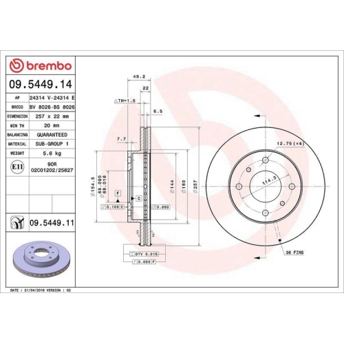 BREMBO Bremsscheibe PRIME LINE - UV Coated
