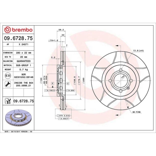 BREMBO Bremsscheibe XTRA LINE - Max