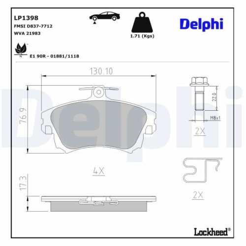 DELPHI Bremsbelagsatz, Scheibenbremse