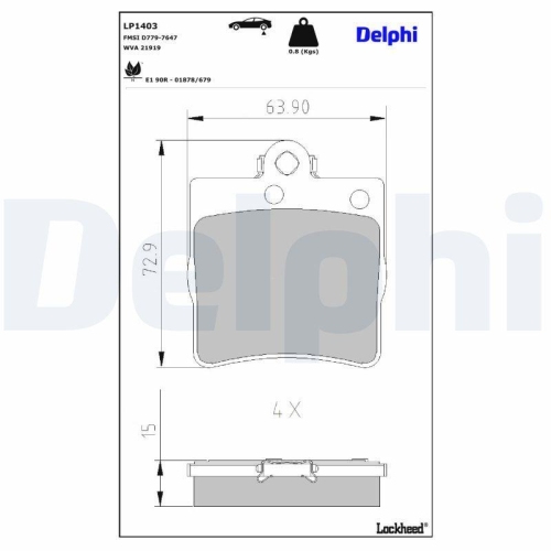 DELPHI Bremsbelagsatz, Scheibenbremse