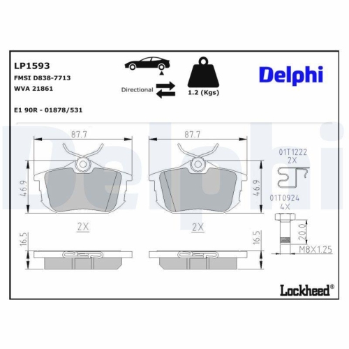 DELPHI Bremsbelagsatz, Scheibenbremse