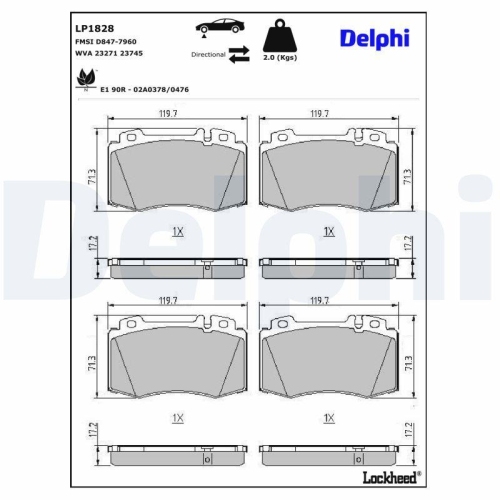 DELPHI Bremsbelagsatz, Scheibenbremse