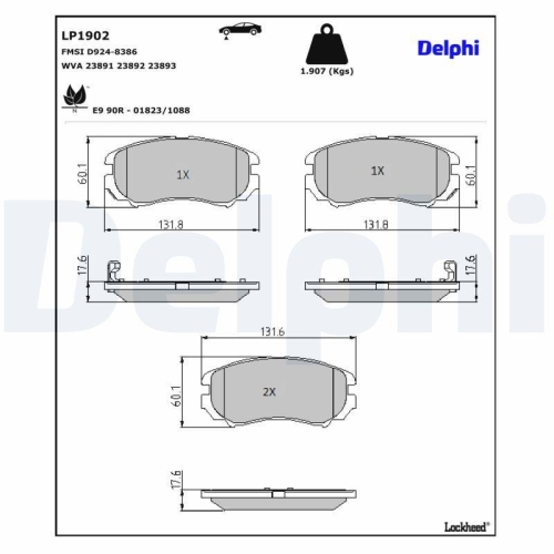 DELPHI Bremsbelagsatz, Scheibenbremse